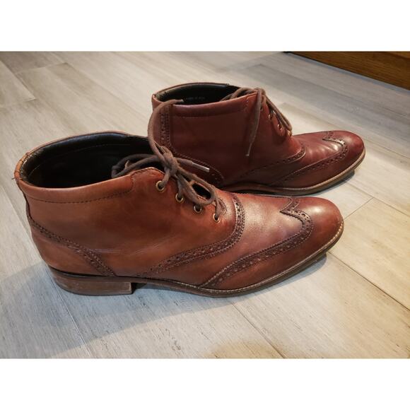 Cole Haan Liam Chukka II Wingtip Leather Ankle Boots Brown Size - 11 M C11053 - Picture 2 of 5